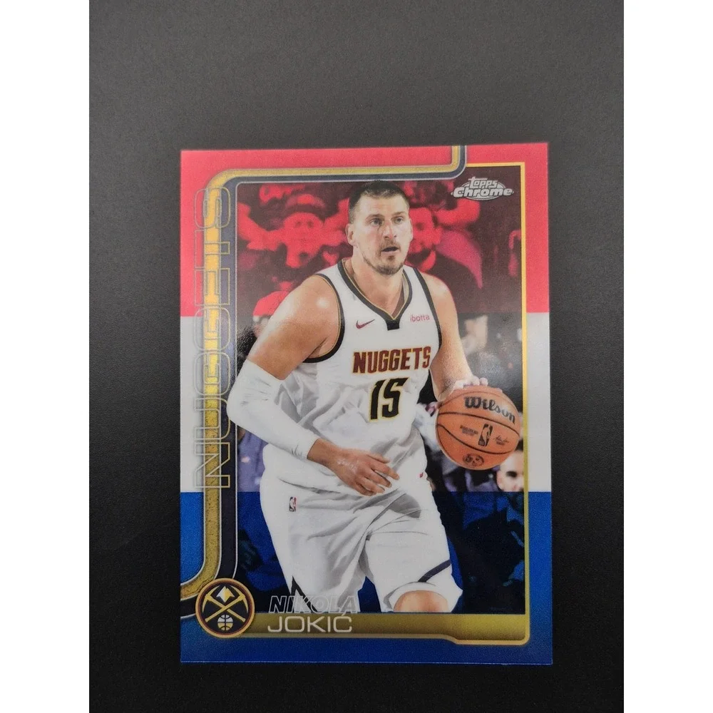 2025-26 Topps Chrome Nikola Jokic #25 Red White and Blue Refractor Denver